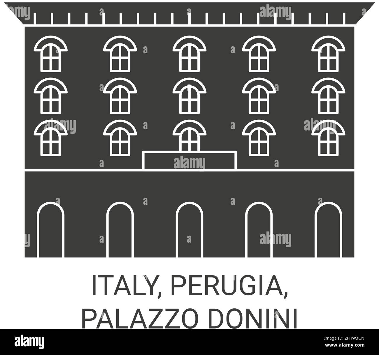 Italia, Perugia, Palazzo Donini viaggio punto di riferimento vettoriale illustrazione Illustrazione Vettoriale