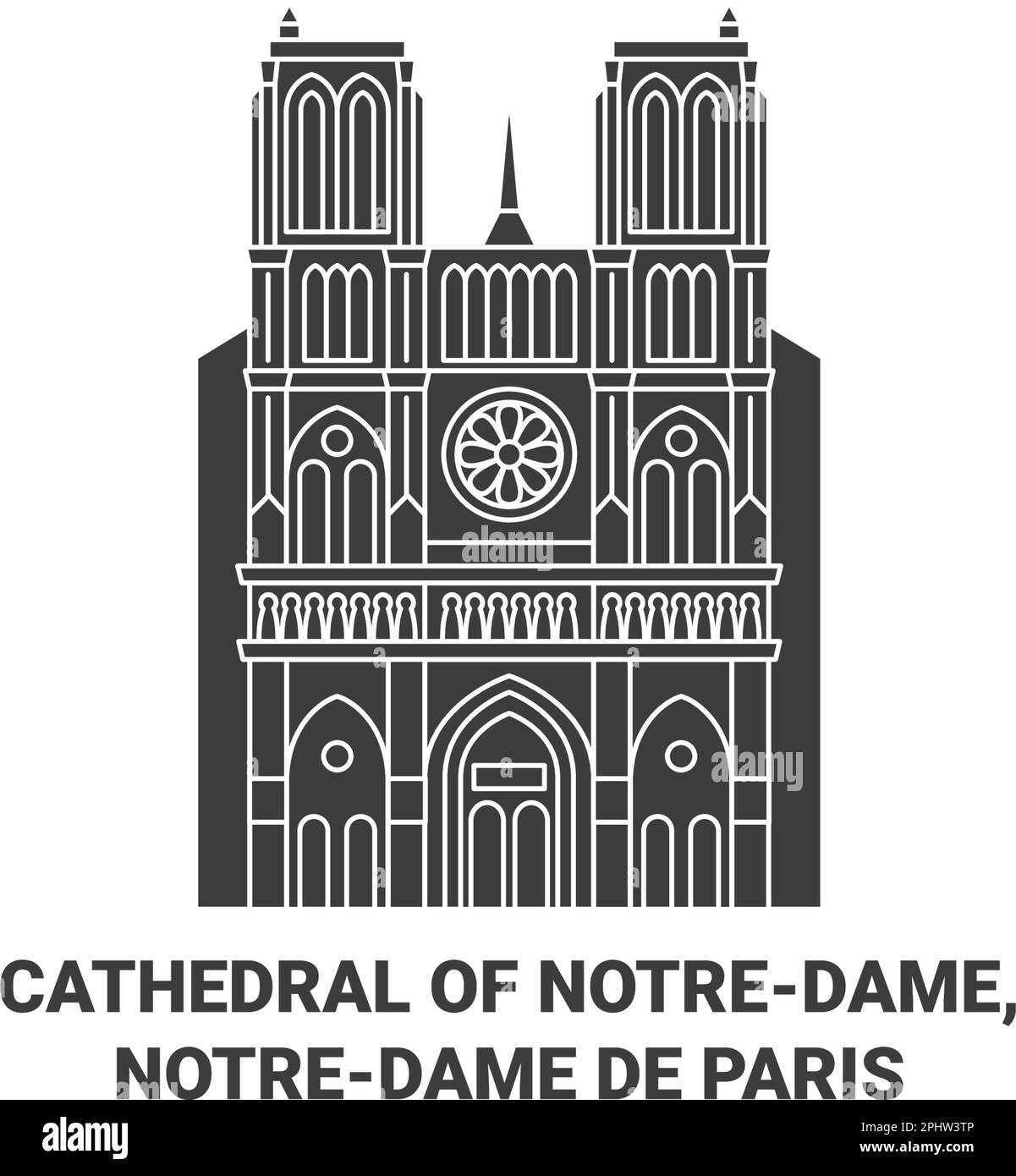 Francia, Cattedrale di Notredame, Notredame De Paris viaggio punto di riferimento vettoriale illustrazione Illustrazione Vettoriale