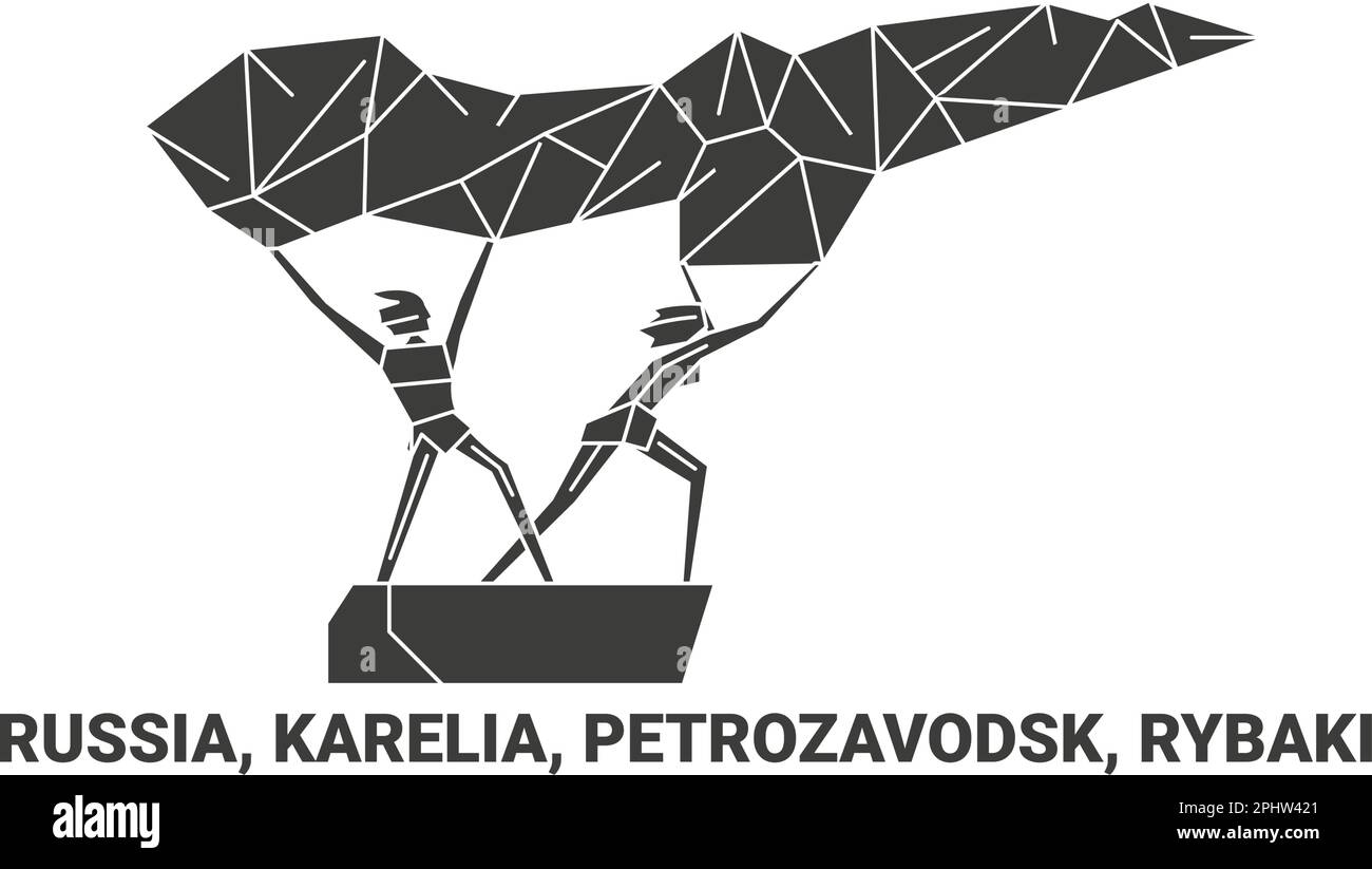 Russia, Karelia, Petrozavodsk, Rybaki, disegno vettoriale di riferimento di viaggio Illustrazione Vettoriale