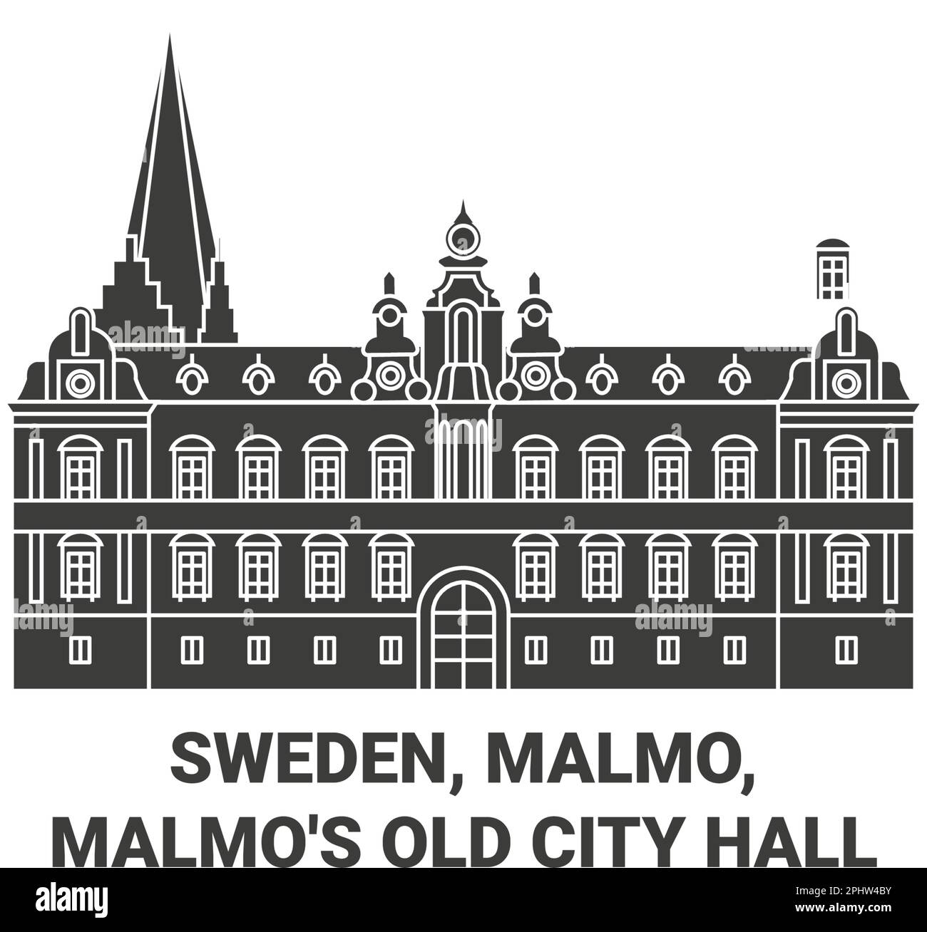 Svezia, Malmo, il Vecchio Municipio di Malmo viaggio punto di riferimento vettoriale illustrazione Illustrazione Vettoriale