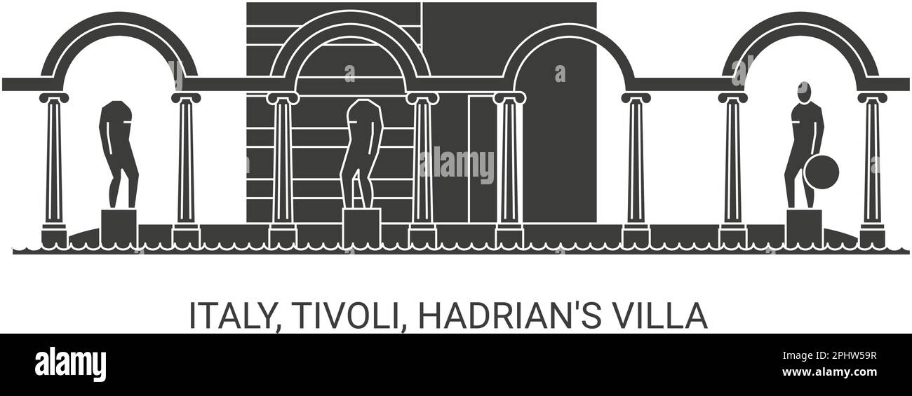 Italia, Tivoli, Villa Adriana, viaggio punto di riferimento vettoriale illustrazione Illustrazione Vettoriale