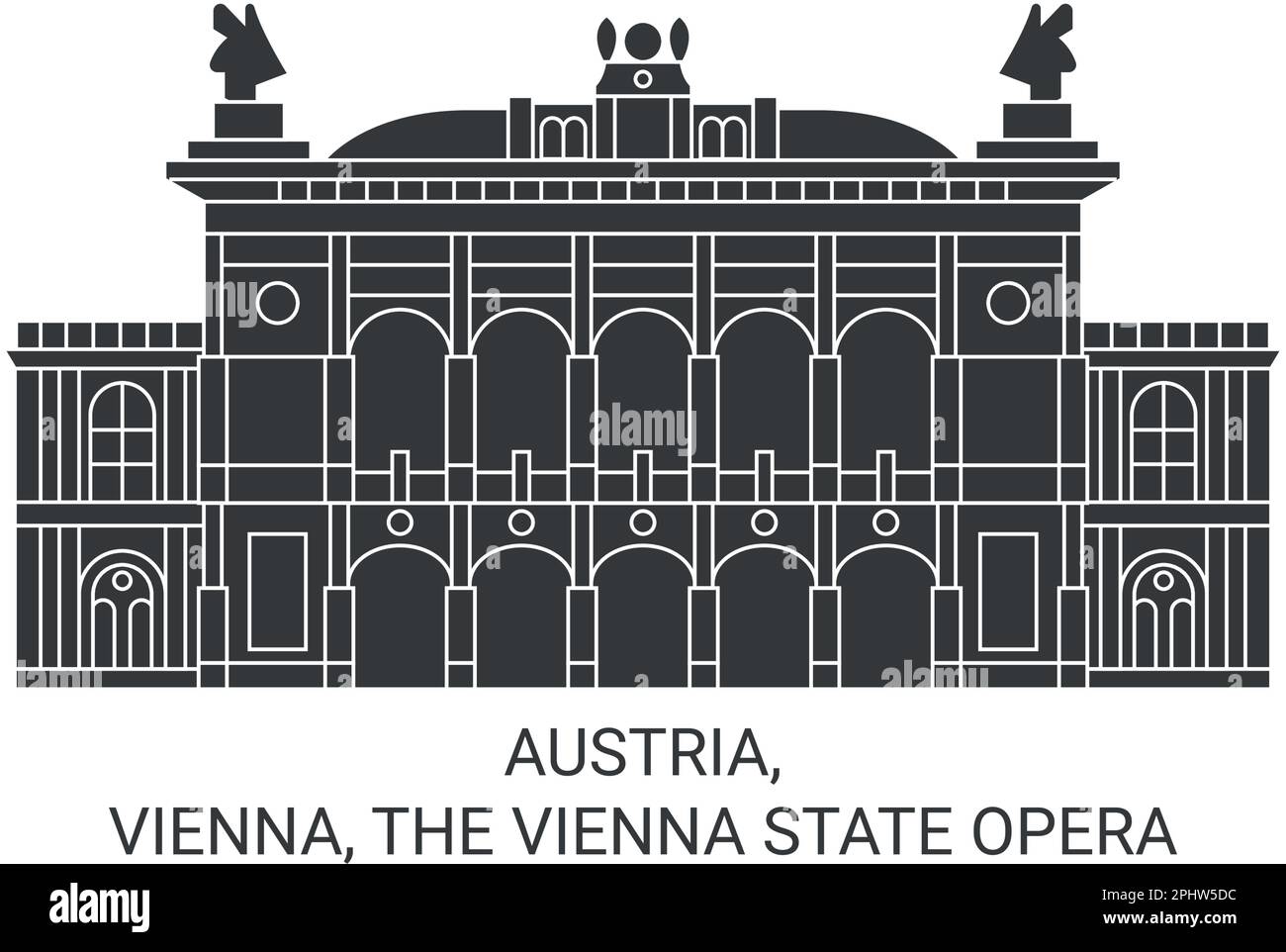 Austria, Vienna, l'Opera di Stato di Vienna viaggio punto di riferimento vettore illustrazione Illustrazione Vettoriale