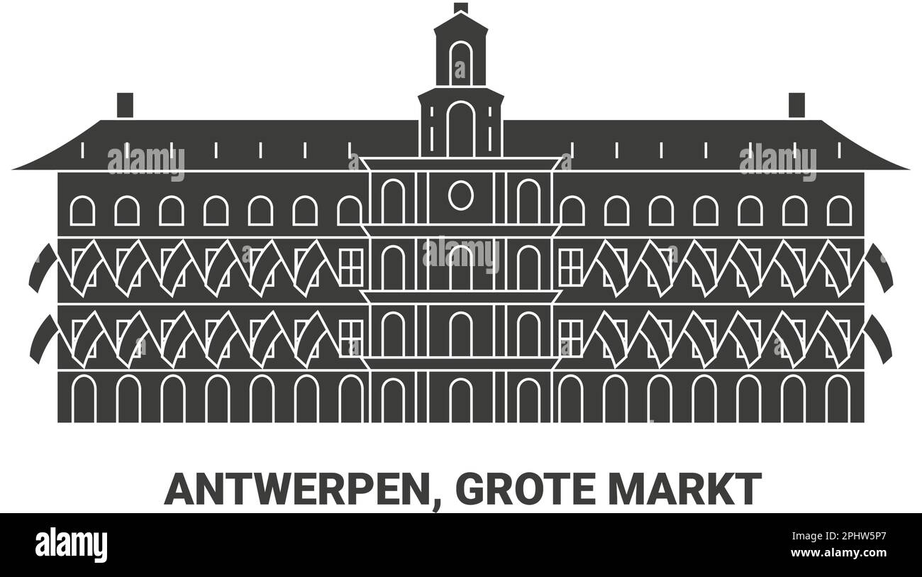 Belgio, Anversa, Grote Markt, illustrazione vettoriale di riferimento del viaggio Illustrazione Vettoriale
