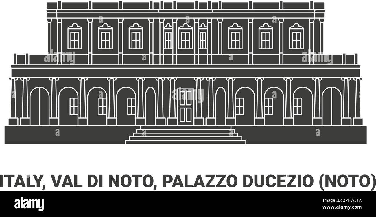 Italia, Val di noto, Palazzo Ducezio noto, viaggio punto di riferimento vettoriale illustrazione Illustrazione Vettoriale