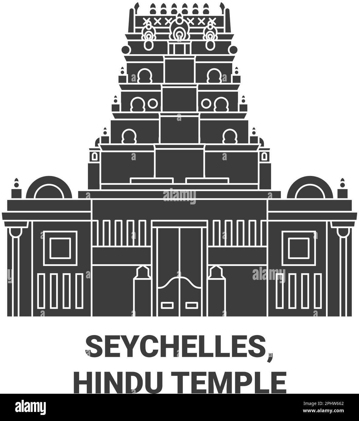 Seychelles, Hindu Temple viaggio punto di riferimento vettore illustrazione Illustrazione Vettoriale