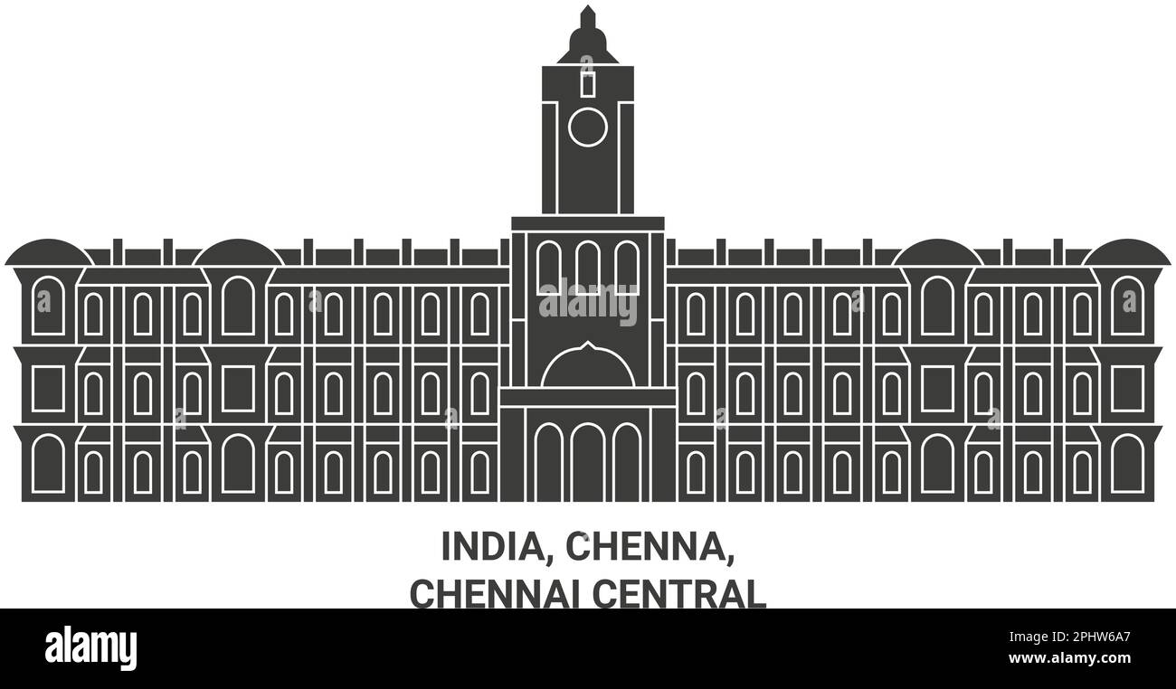 India, Chenna, Chennai viaggio centrale riferimento vettore illustrazione Illustrazione Vettoriale