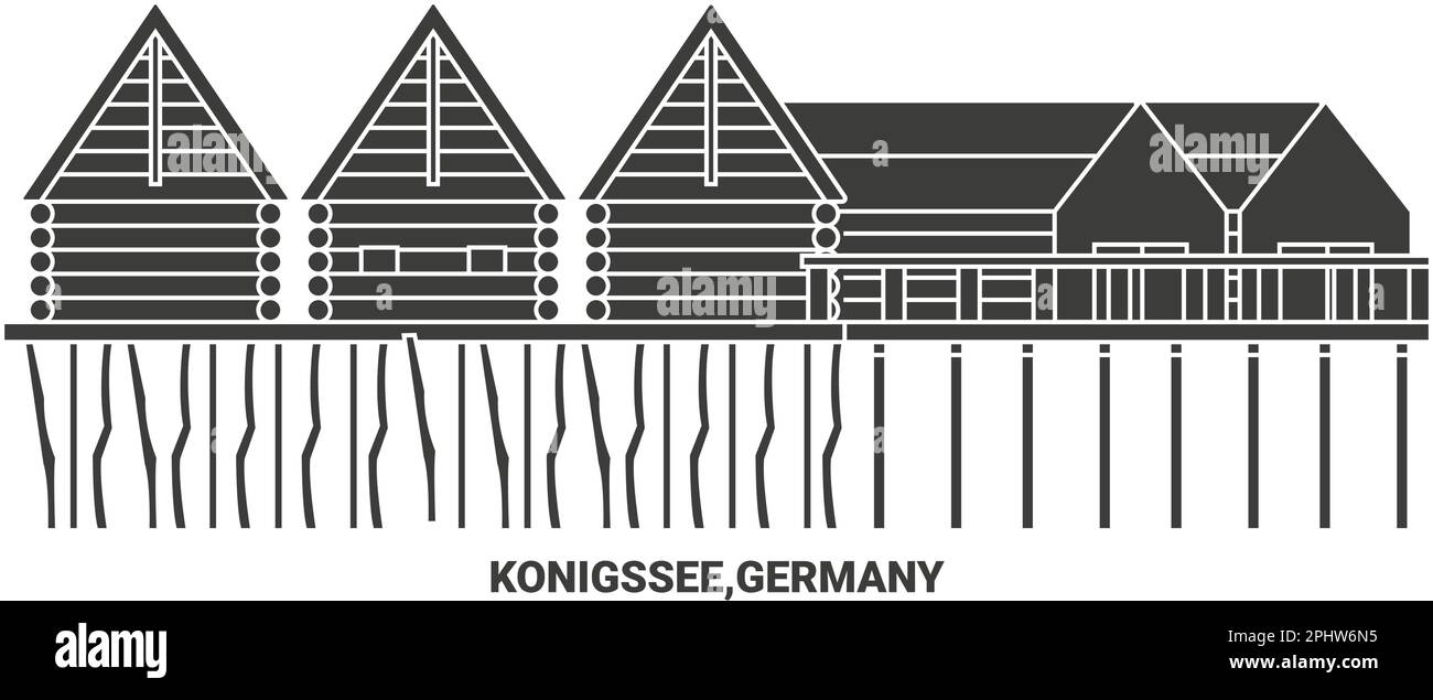 Germania, Konigssee viaggio punto di riferimento vettoriale illustrazione Illustrazione Vettoriale