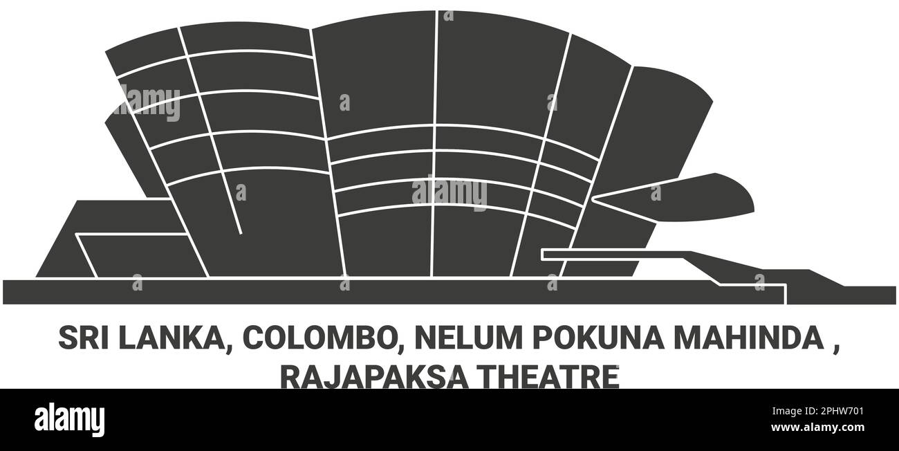 Sri Lanka, Colombo, Nelum Pokuna Mahinda , Rajapaksa Theatre viaggio punto di riferimento vettoriale illustrazione Illustrazione Vettoriale