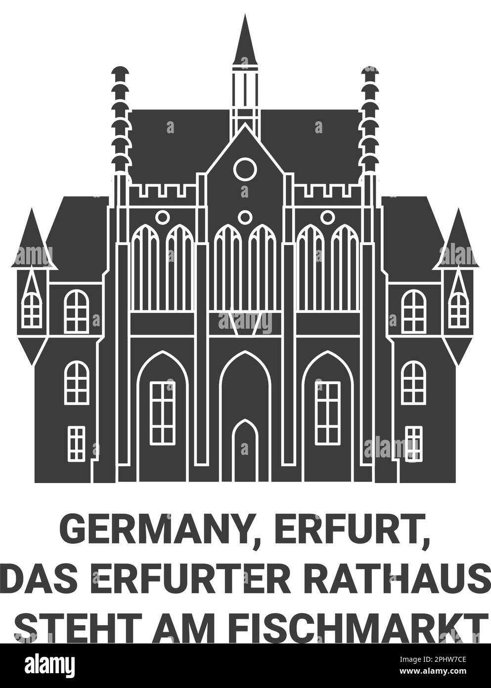 Germania, Erfurt, Das Erfurter Rathaus steht am Fischmarkt viaggio punto di riferimento illustrazione vettore Illustrazione Vettoriale