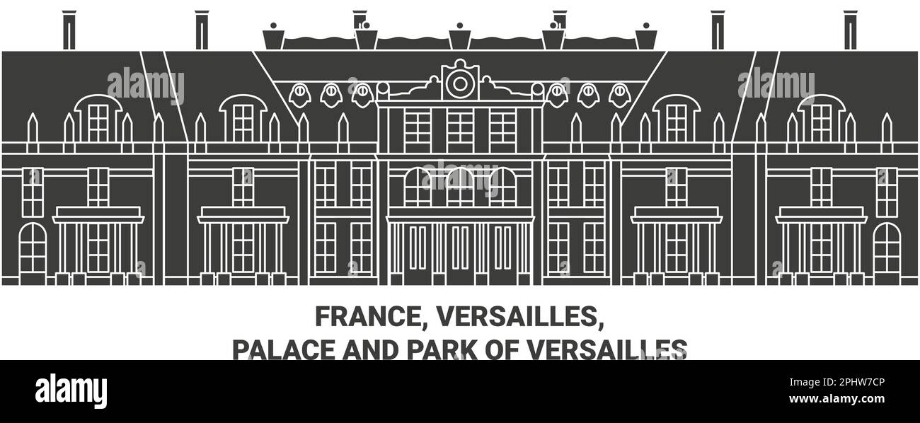 Francia, Versailles, Reggia e Parco di Versailles viaggio punto di riferimento vettore illustrazione Illustrazione Vettoriale