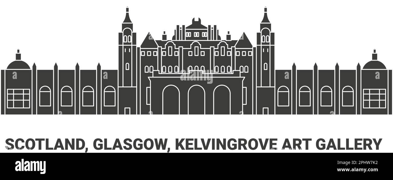 Scotland, Glasgow, Kelvingrove Art Gallery, viaggio punto di riferimento vettore illustrazione Illustrazione Vettoriale