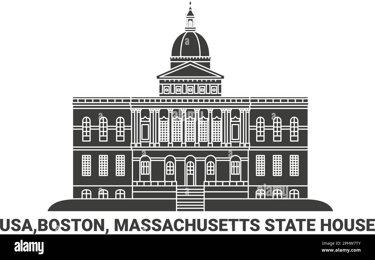 USA, Boston, Massachusetts state House, viaggio punto di riferimento vettore illustrazione Illustrazione Vettoriale