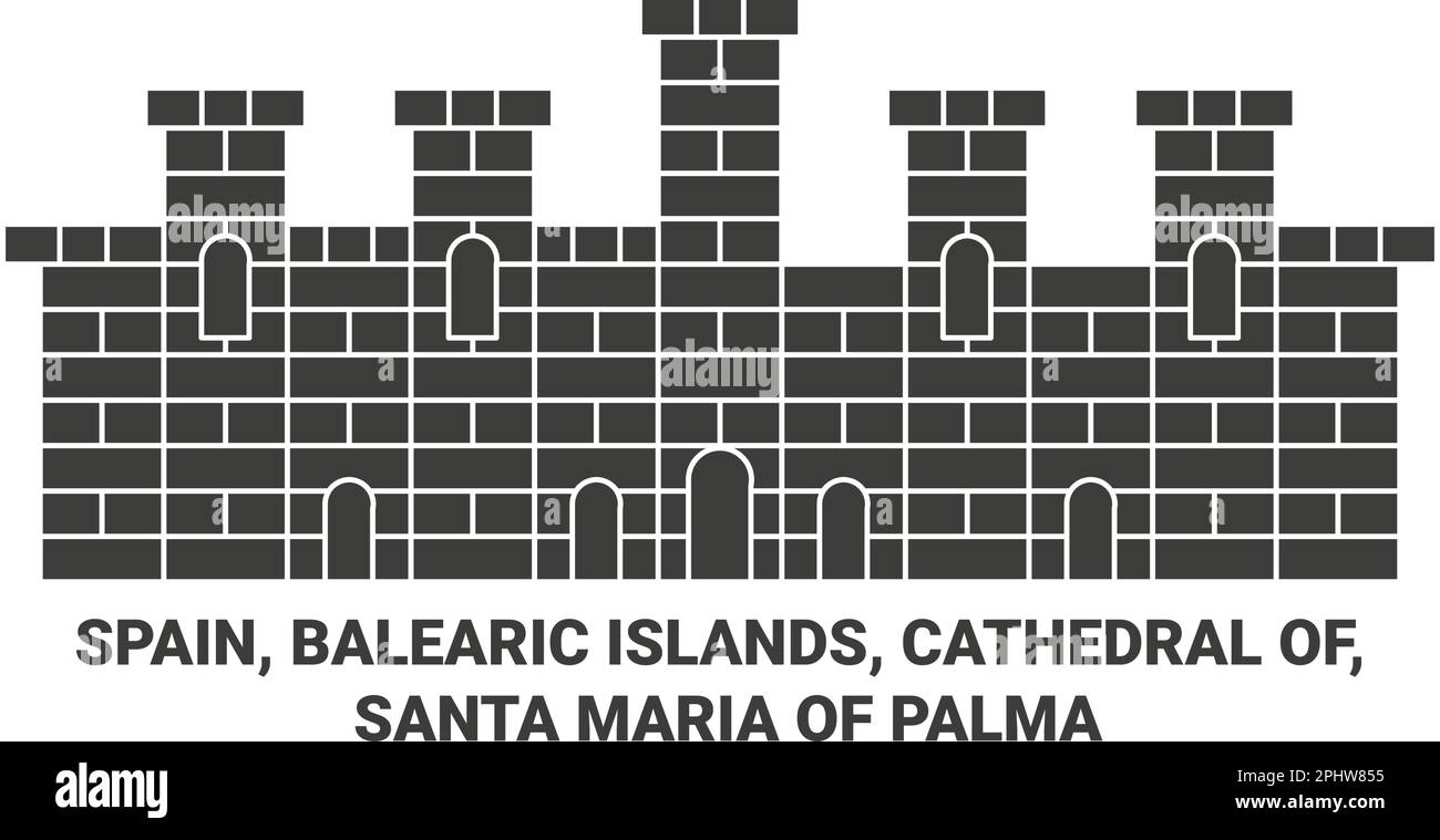 Spagna, Isole Baleari, Cattedrale di, Santa Maria di Palma viaggio punto di riferimento vettore illustrazione Illustrazione Vettoriale