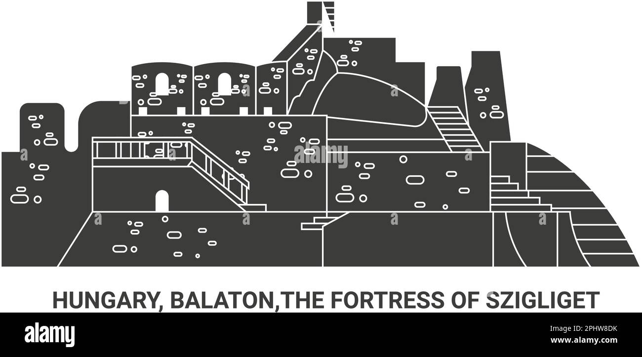 Ungheria, Balaton, la Fortezza di Szigliget, viaggio punto di riferimento vettore illustrazione Illustrazione Vettoriale