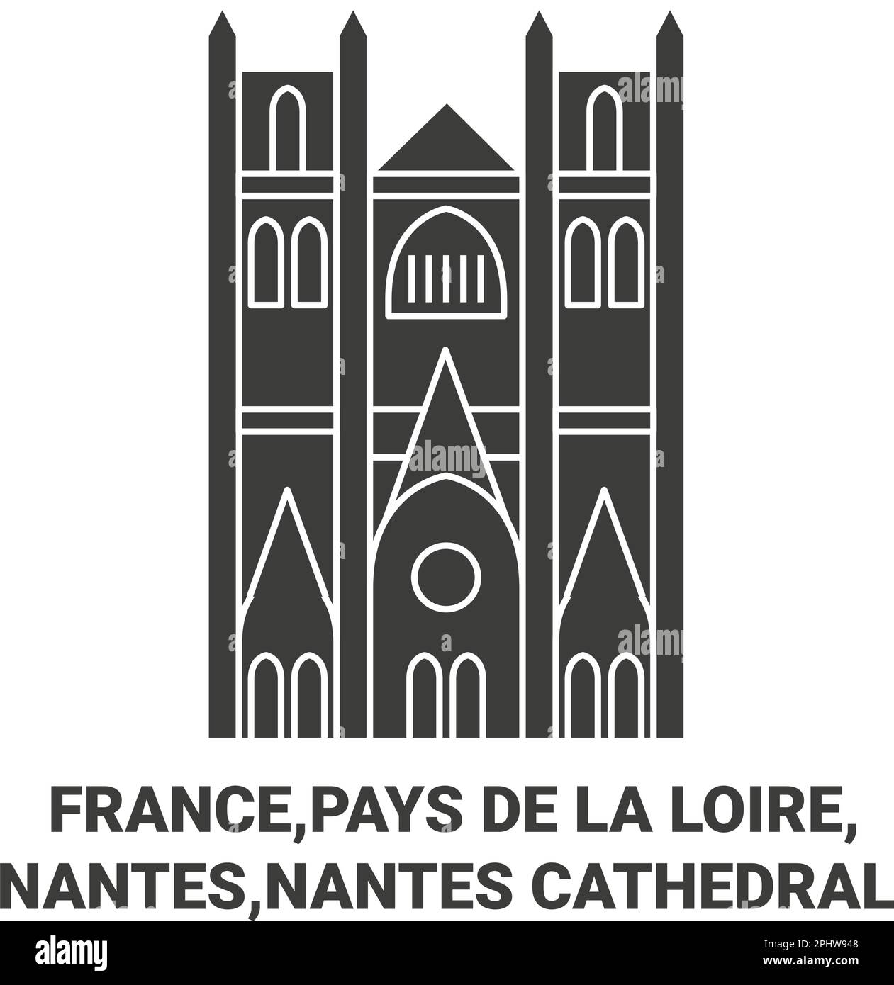 Francia, Pays De la Loire, Nantes, Nantes Cattedrale viaggio punto di riferimento vettoriale illustrazione Illustrazione Vettoriale