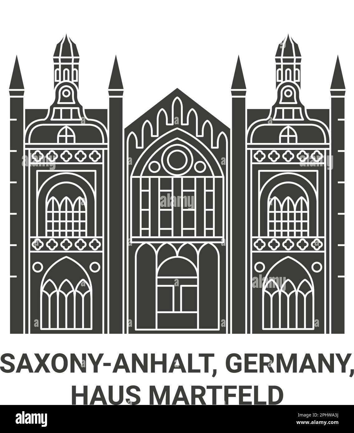 Germania, SaxonyAnhalt, Haus Martfeld viaggio punto di riferimento vettore illustrazione Illustrazione Vettoriale