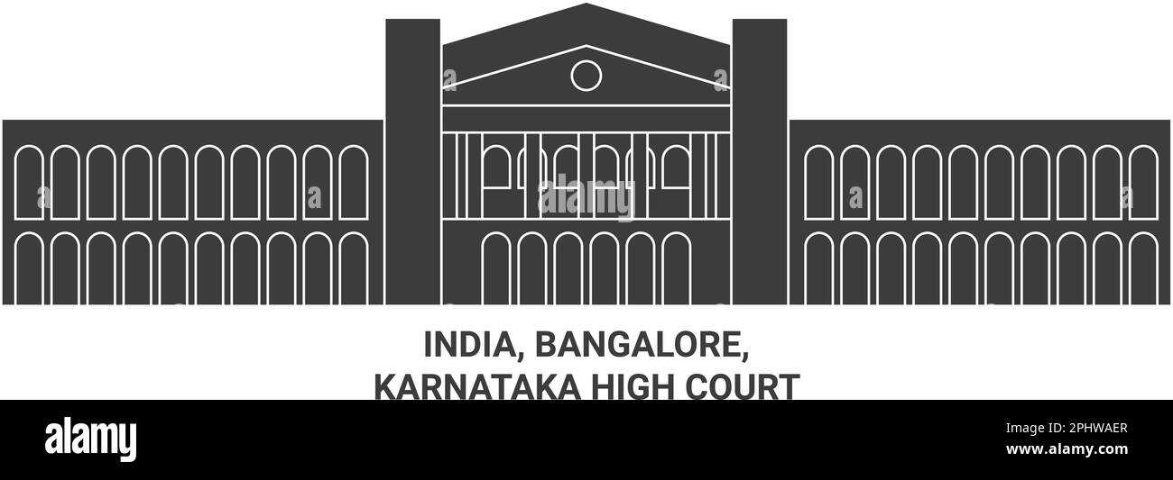 India, Bangalore, Karnataka High Court viaggio punto di riferimento vettore illustrazione Illustrazione Vettoriale