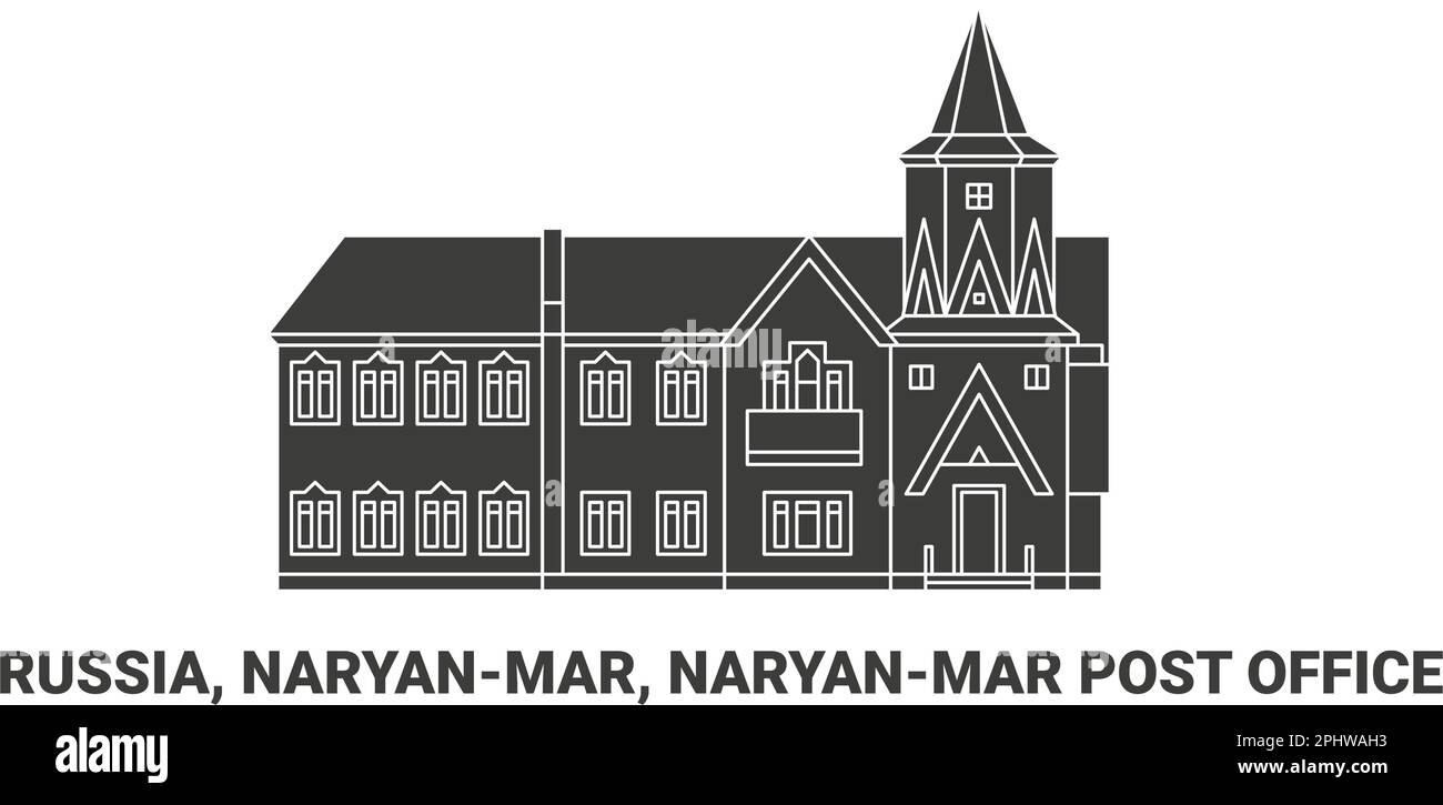 Russia, Naryanmar, Ufficio postale di Naryanmar, viaggio punto di riferimento vettore illustrazione Illustrazione Vettoriale