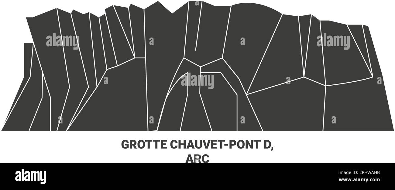 Francia, Grotte Chauvetpont D, Arc viaggio punto di riferimento vettoriale illustrazione Illustrazione Vettoriale