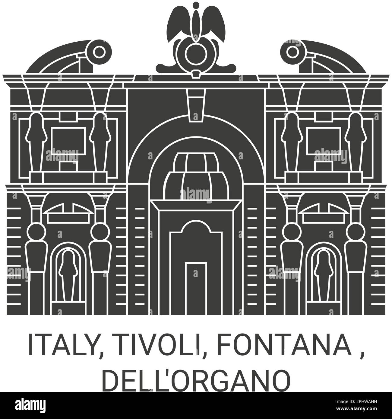 Italia, Tivoli, Fontana , dell'organo viaggio punto di riferimento vettoriale illustrazione Illustrazione Vettoriale