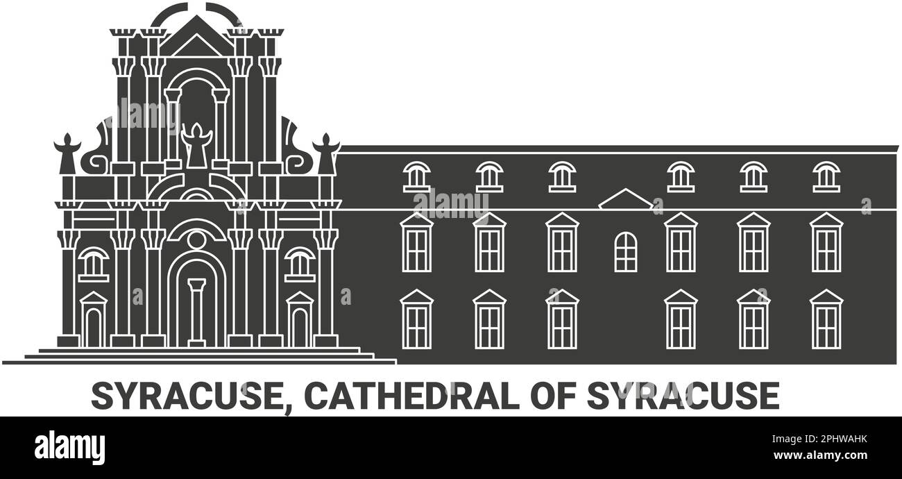 Italia, Siracusa, Cattedrale di Siracusa, viaggio punto di riferimento vettoriale illustrazione Illustrazione Vettoriale