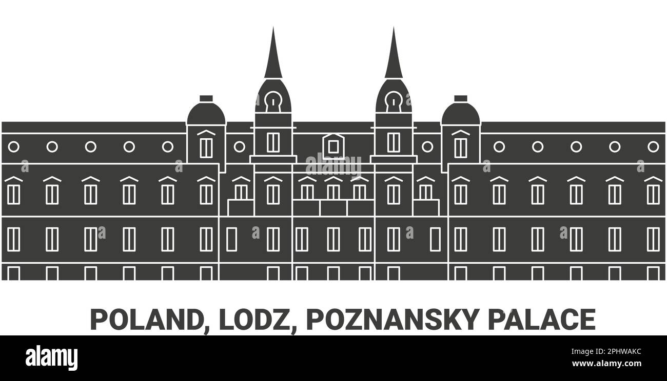 Polonia, Lodz, Poznansky Palace viaggio punto di riferimento vettoriale illustrazione Illustrazione Vettoriale