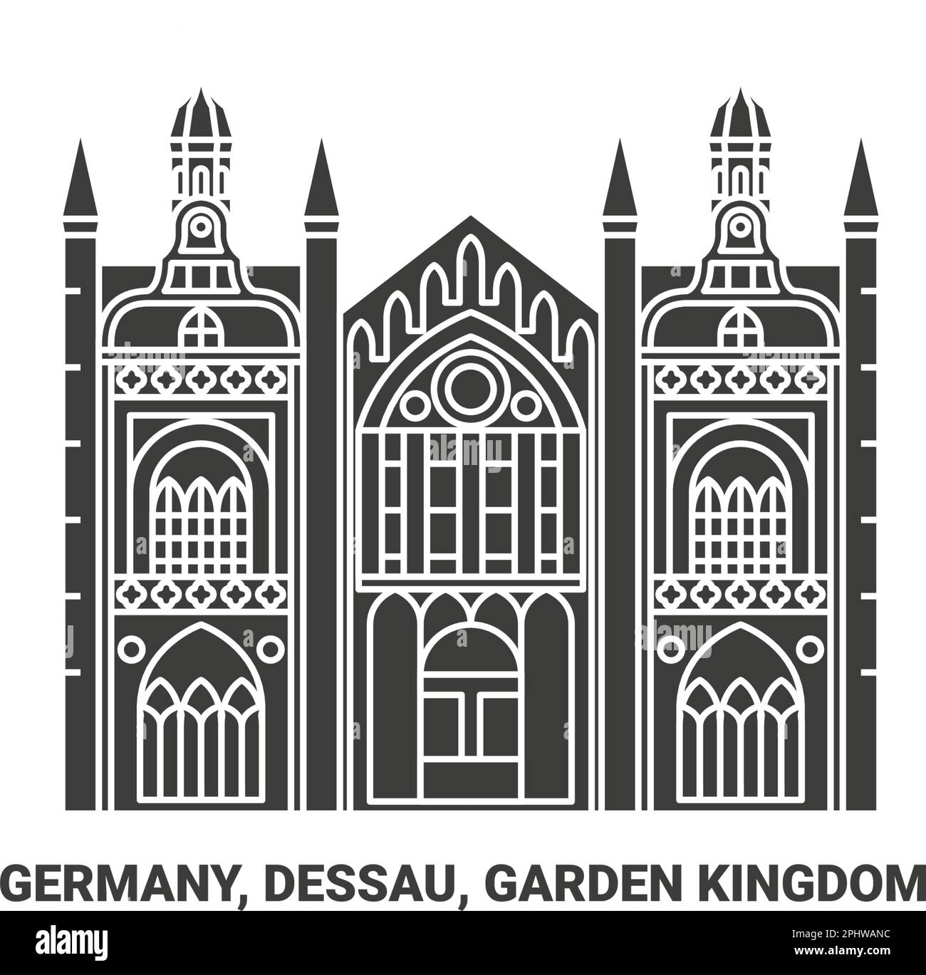Germania, Dessau, Regno del giardino viaggio punto di riferimento vettoriale illustrazione Illustrazione Vettoriale