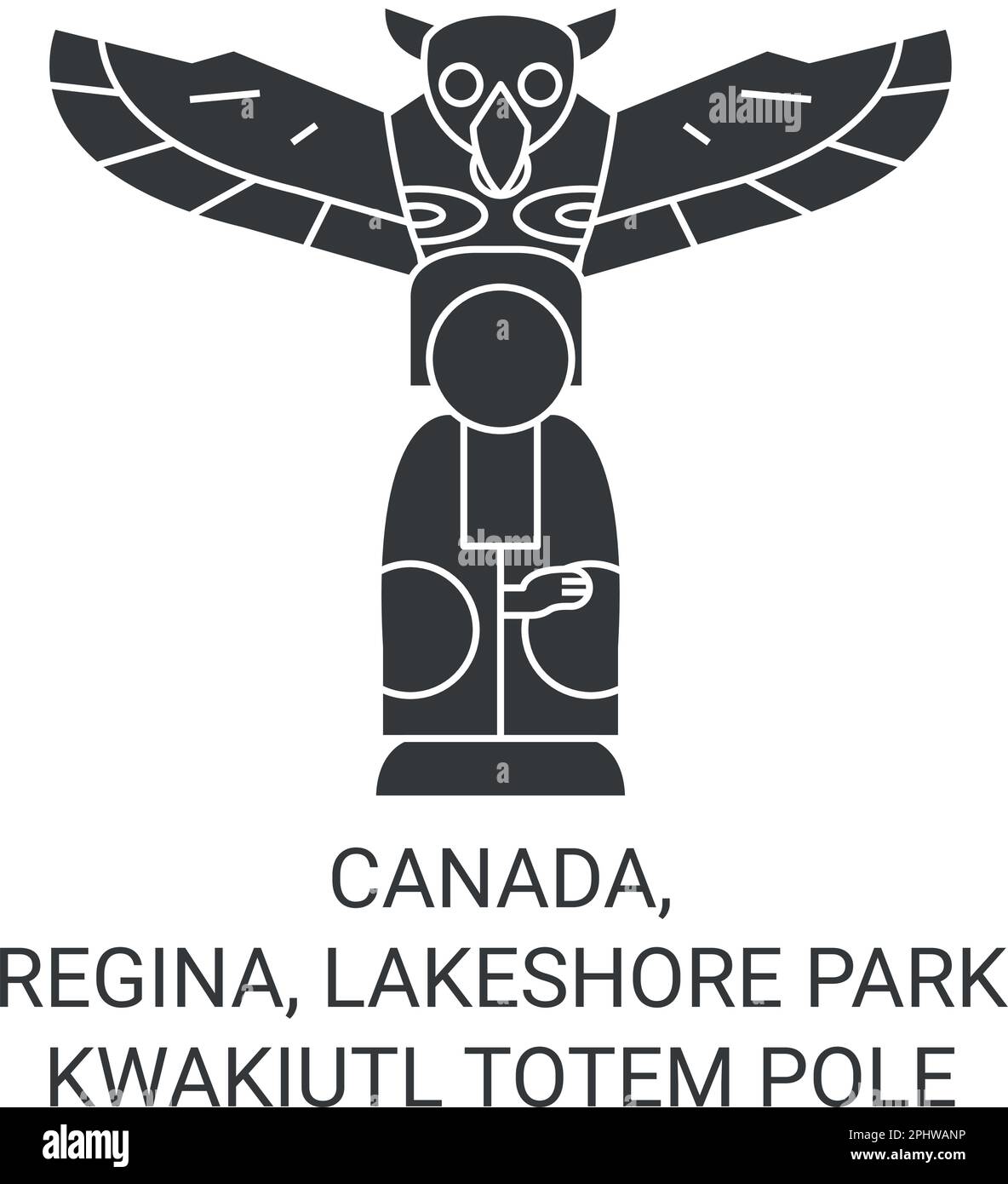 Canada, Regina, Lakeshore Park Kwakiutl Totem Pole viaggio punto di riferimento vettore illustrazione Illustrazione Vettoriale