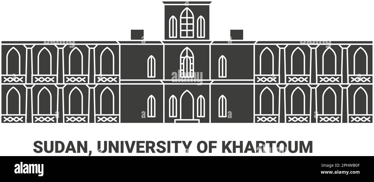 Sudan, Università di Khartoum, viaggio punto di riferimento vettore illustrazione Illustrazione Vettoriale