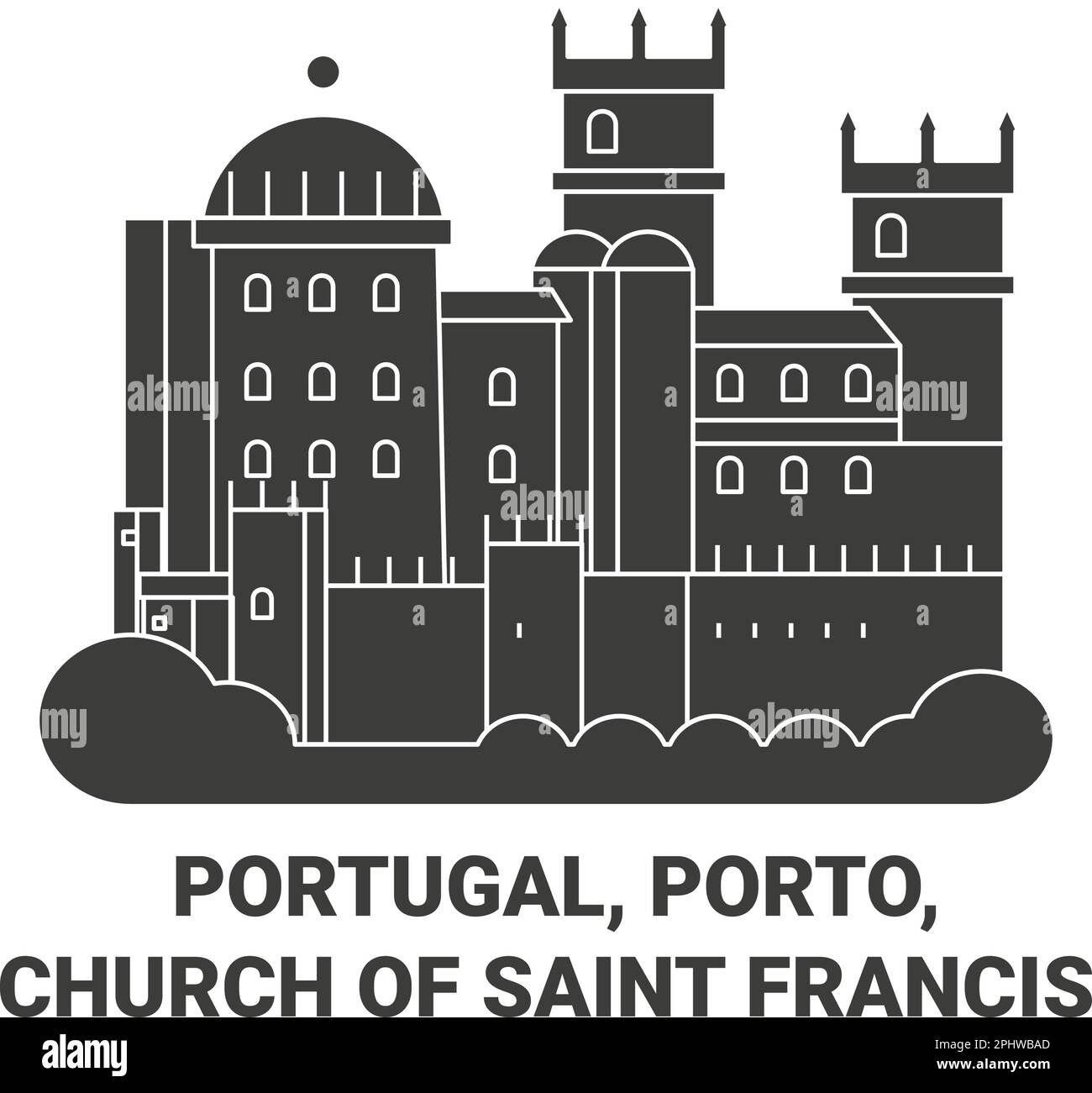 Portogallo, Porto, Chiesa di San Francesco viaggio punto di riferimento vettoriale illustrazione Illustrazione Vettoriale