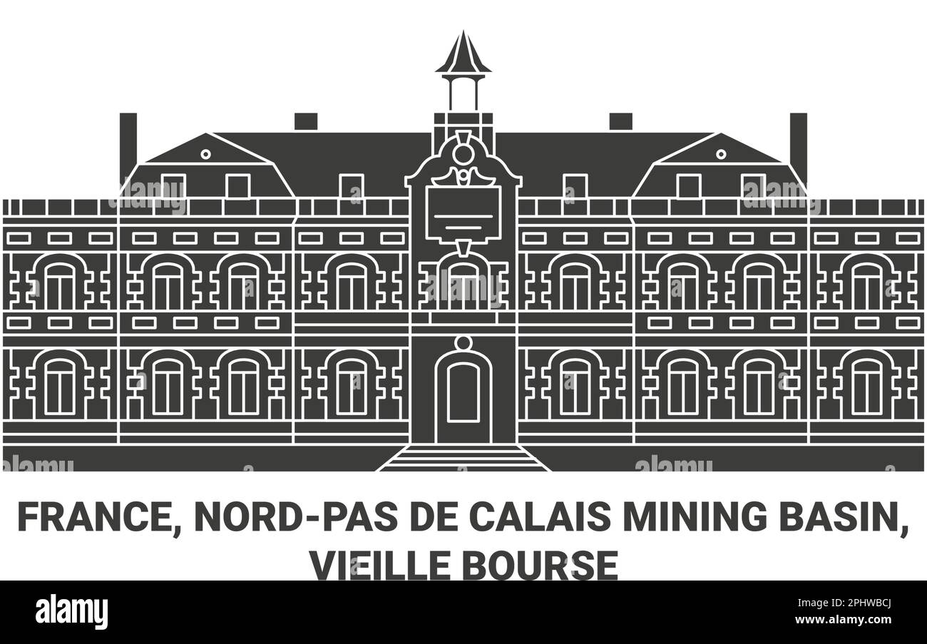 Francia, Nordpas De Calais Mining Basin, Vieille Bourse viaggio punto di riferimento vettoriale illustrazione Illustrazione Vettoriale