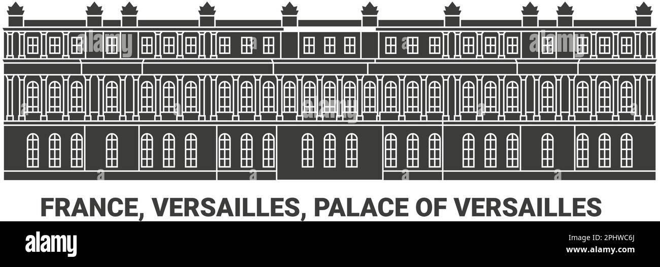 Francia, Versailles, Reggia di Versailles, viaggio punto di riferimento vettoriale illustrazione Illustrazione Vettoriale