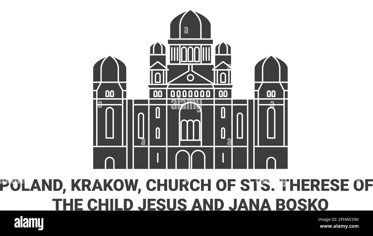 Polonia, Cracovia, Chiesa dei Santi Teresa di , il Bambino Gesù e Jana Bosko viaggio punto di riferimento vettoriale illustrazione Illustrazione Vettoriale
