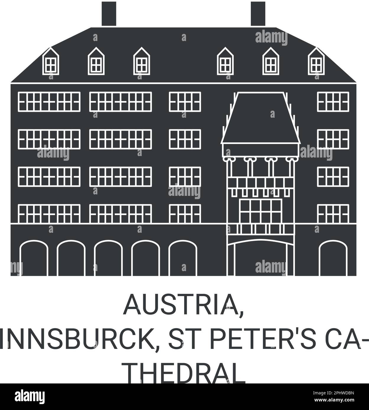 Austria, Innsburck, Cattedrale di San Pietro viaggio punto di riferimento vettoriale illustrazione Illustrazione Vettoriale