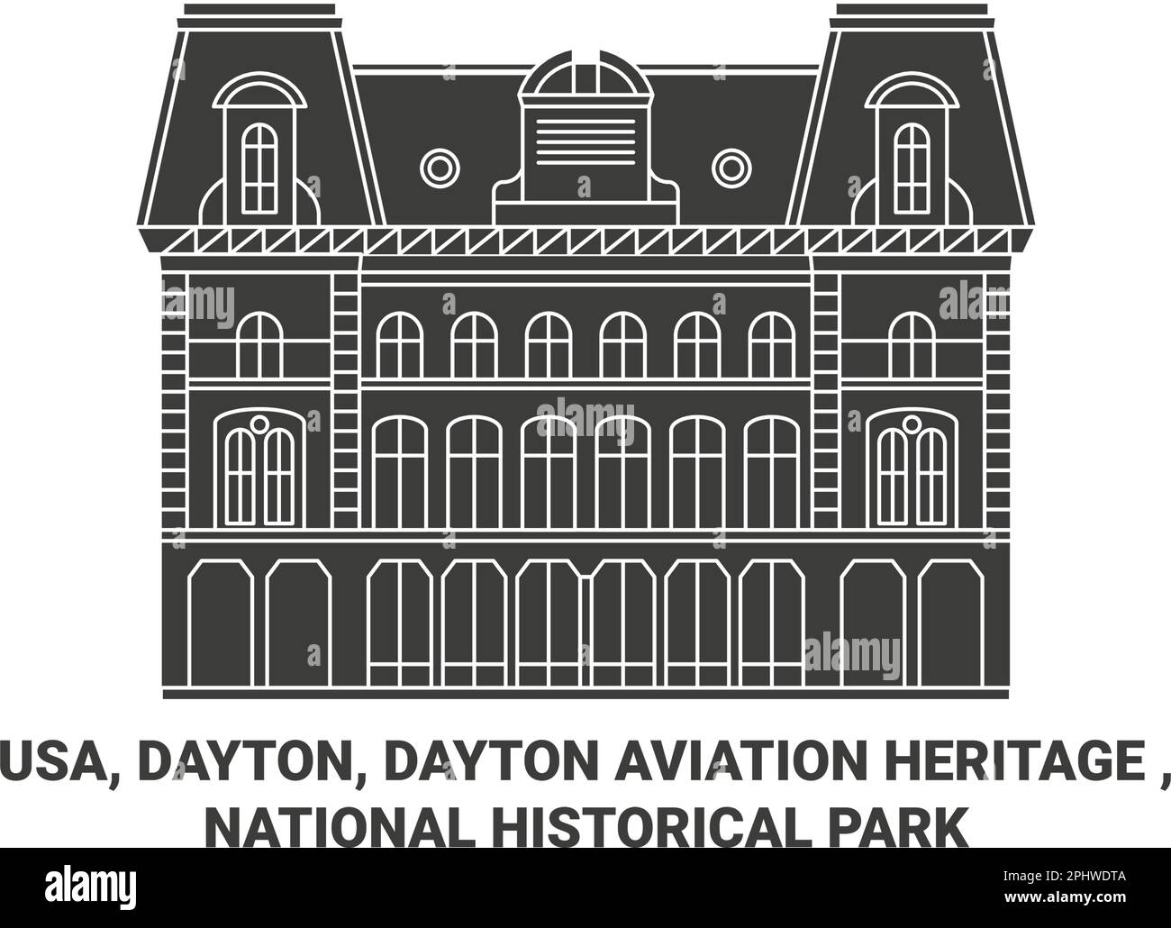USA, Dayton, Dayton Aviation Heritage, National Historical Park viaggio punto di riferimento vettore illustrazione Illustrazione Vettoriale