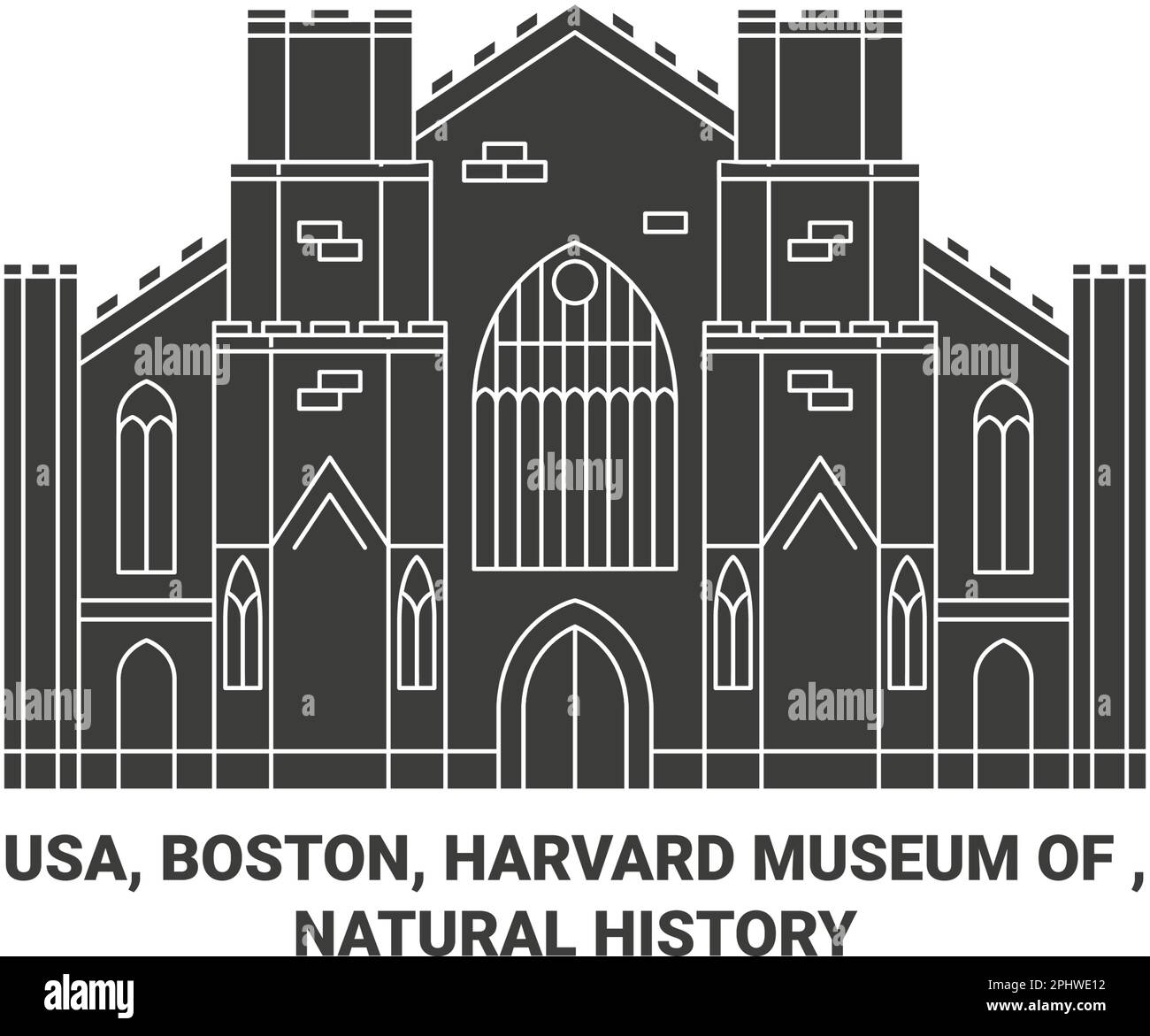 USA, Boston, Harvard Museum of , viaggio di storia naturale punto di riferimento vettoriale illustrazione Illustrazione Vettoriale