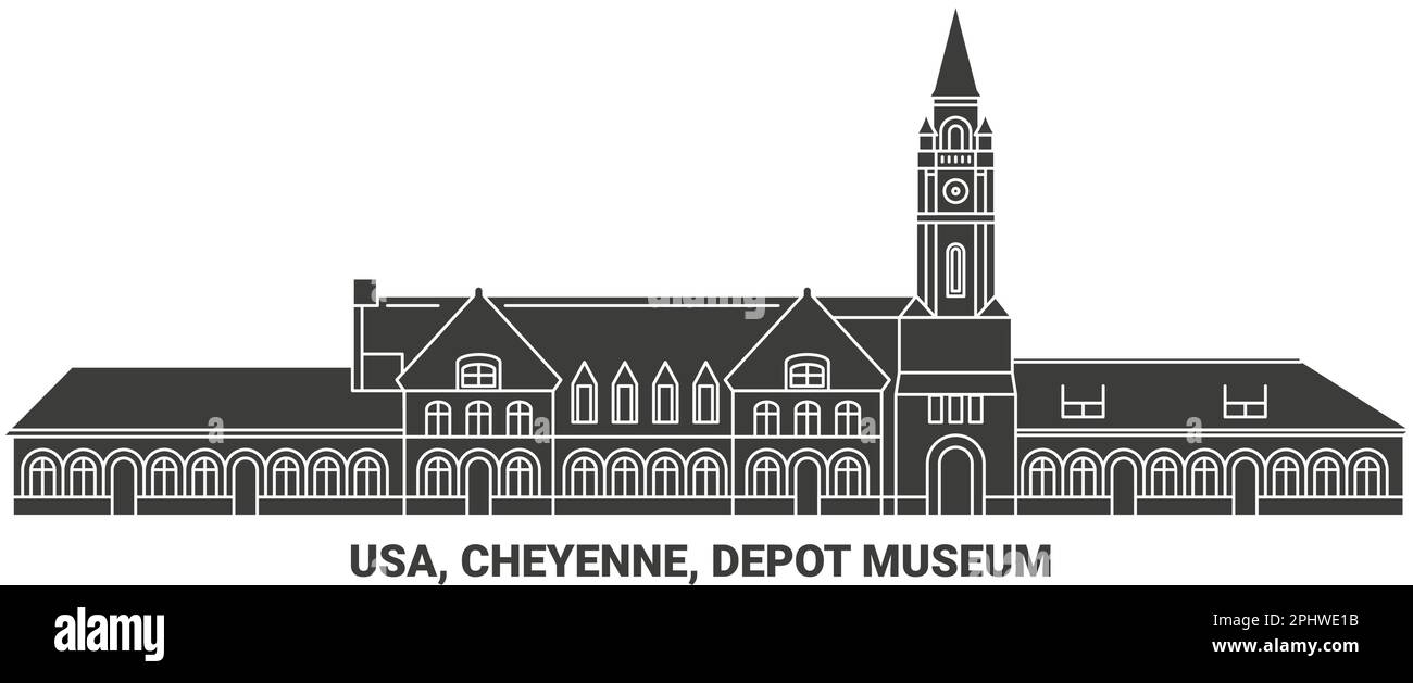 USA, Cheyenne, Depot Museum viaggio punto di riferimento vettoriale illustrazione Illustrazione Vettoriale
