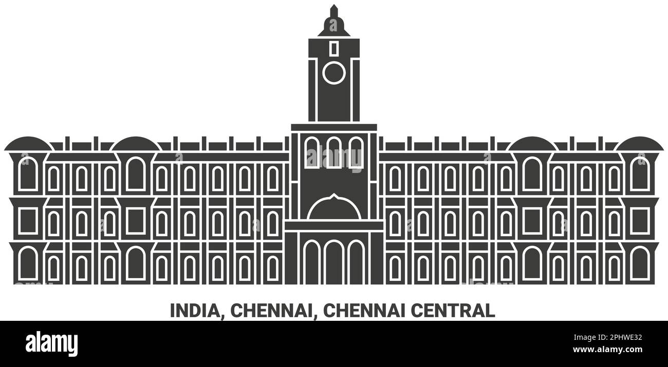 India, Chennai, Chennai viaggio centrale riferimento vettore illustrazione Illustrazione Vettoriale