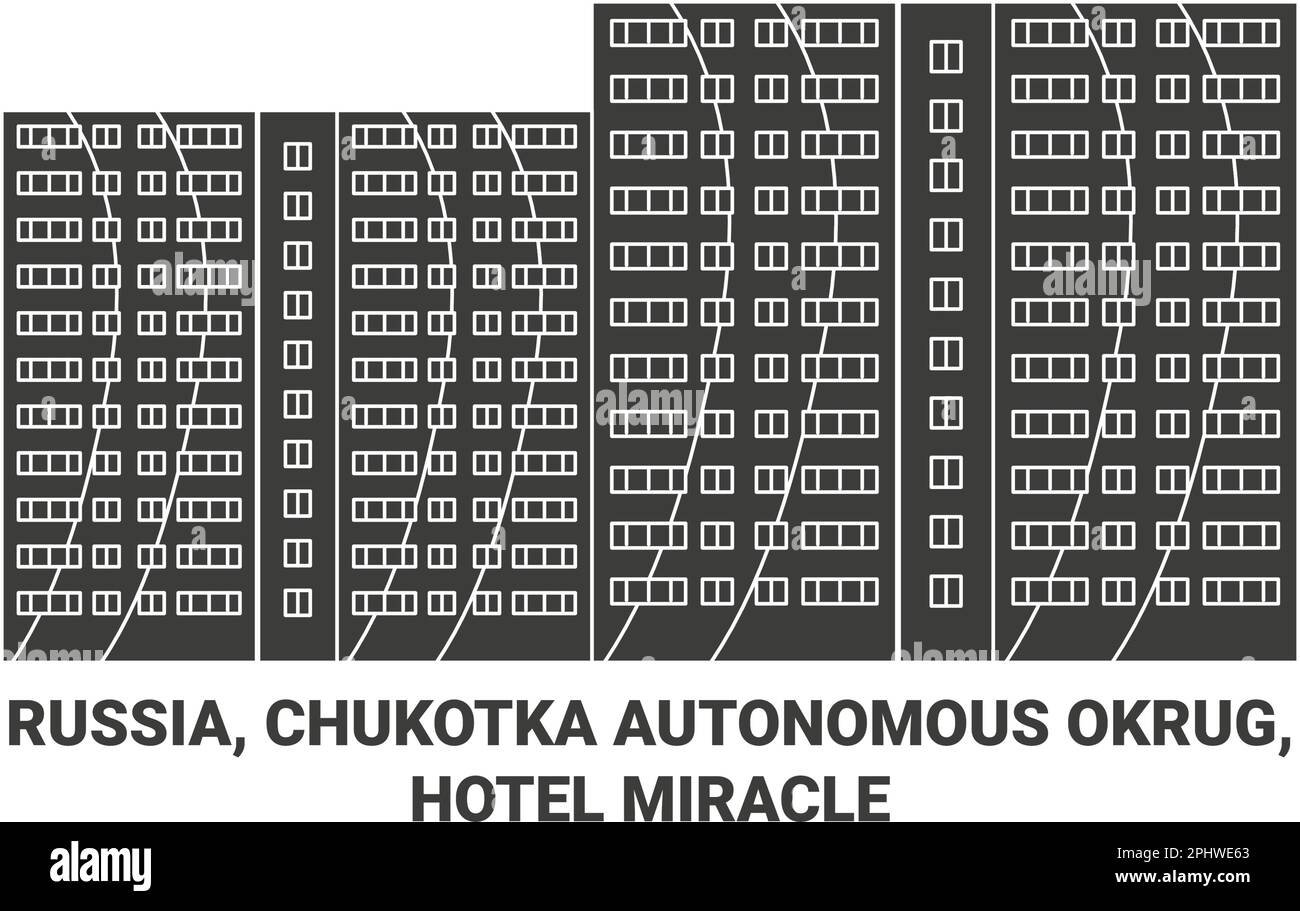 Russia, Chukotka Okrug autonomo, Hotel Miracle viaggio punto di riferimento vettore illustrazione Illustrazione Vettoriale