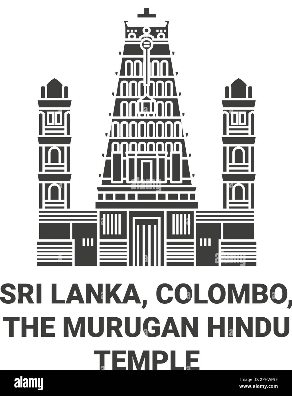 Sri Lanka, Colombo, il tempio indù di Murugan viaggio simbolo vettore illustrazione Illustrazione Vettoriale