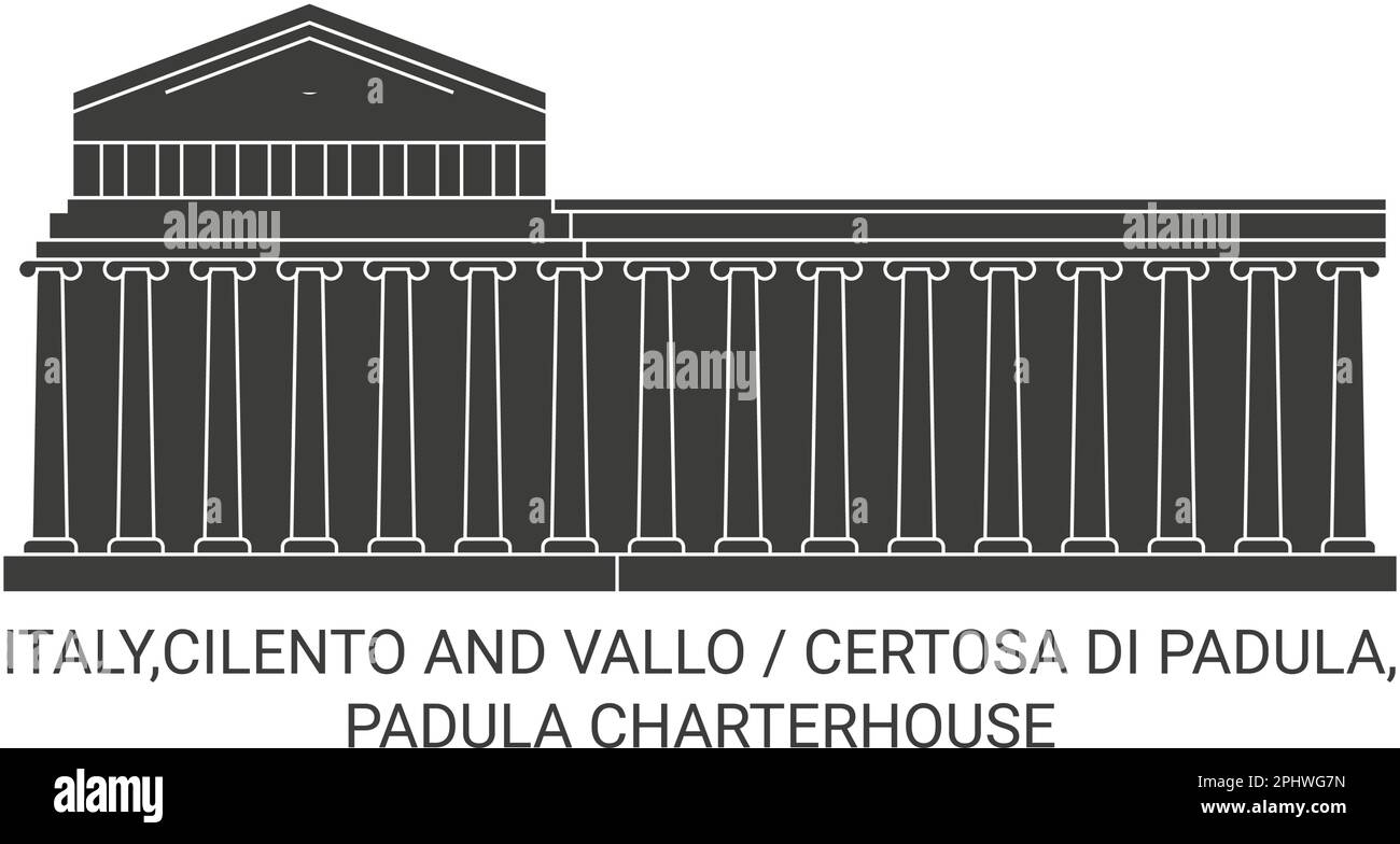 Italia, Cilento e Vallo Certosa di Padula, Padula Certosa viaggio punto di riferimento vettoriale illustrazione Illustrazione Vettoriale