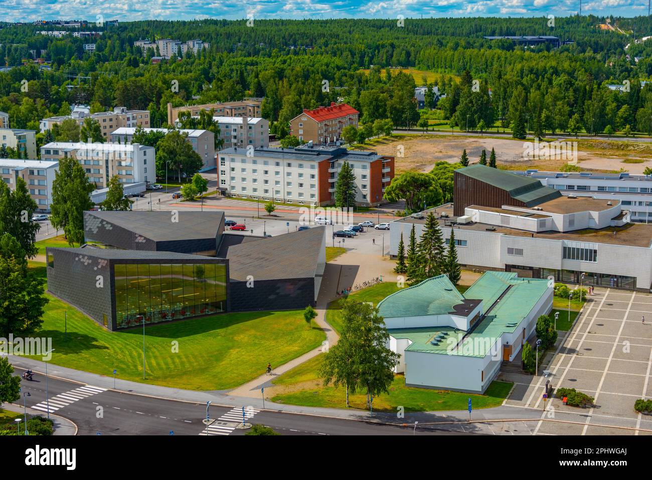 Complesso di edifici moderni di Alvar Aalto nella città finlandese SeinГ¤joki . Foto Stock
