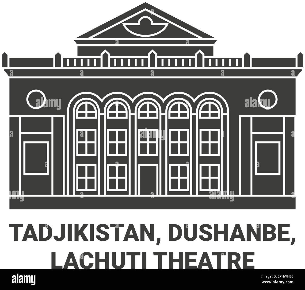 Tadjikistan, Dushanbe, Teatro Lachuti viaggio punto di riferimento vettore illustrazione Illustrazione Vettoriale