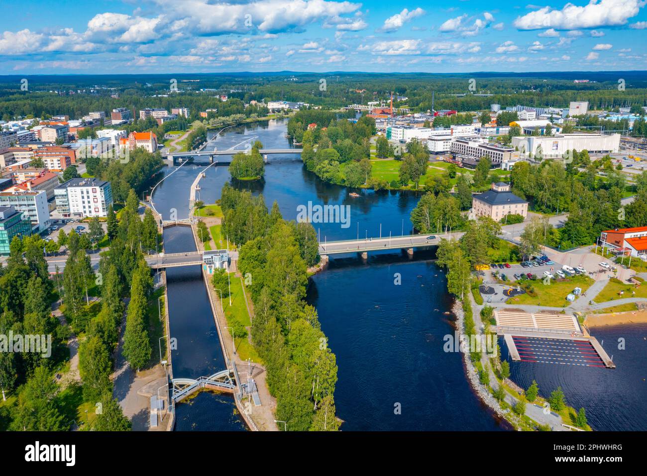Riverside di pielisjoki a Joensuu in Finlandia. Foto Stock