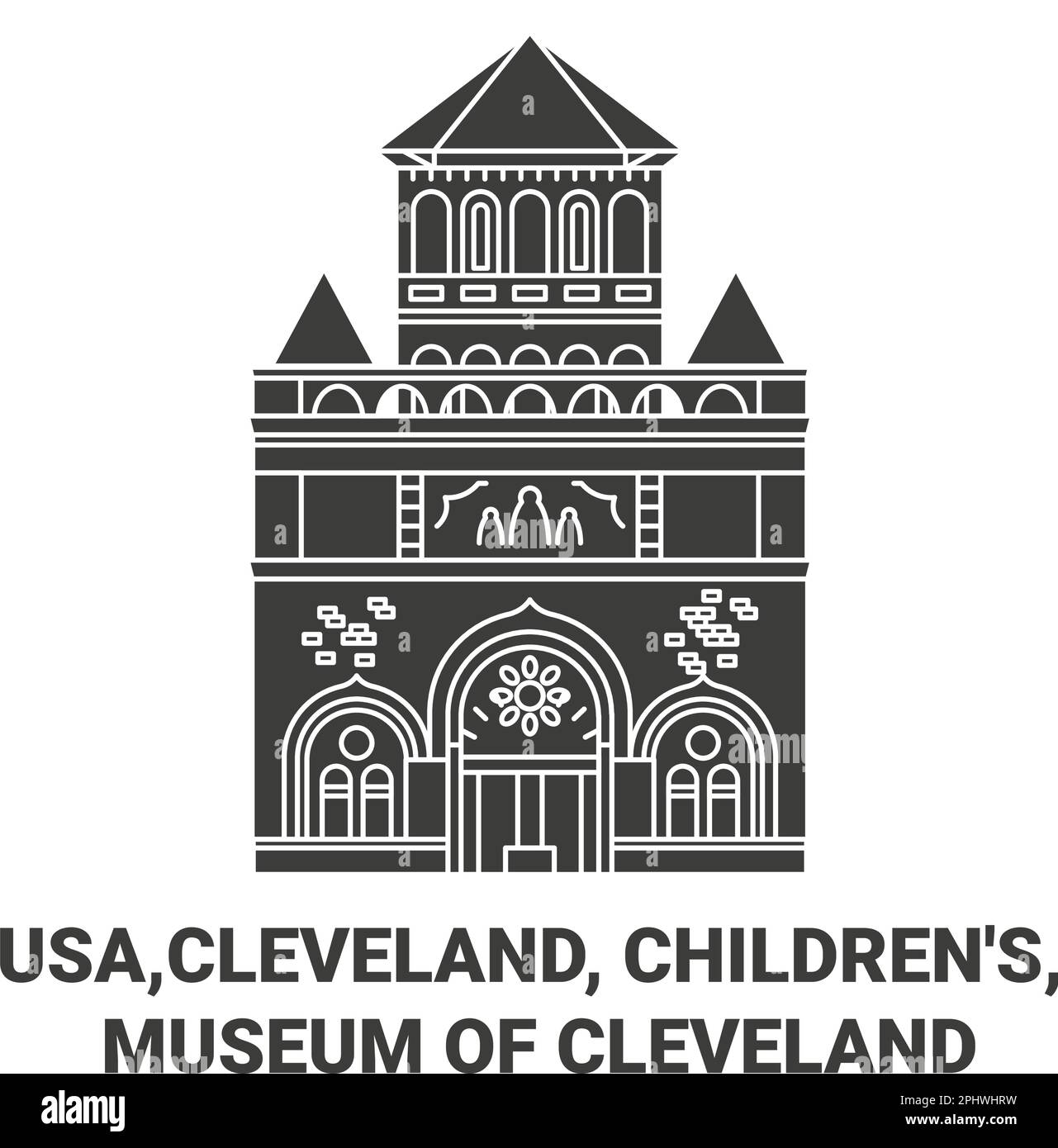 USA, Cleveland, Children's, Museum of Cleveland viaggio punto di riferimento vettoriale illustrazione Illustrazione Vettoriale
