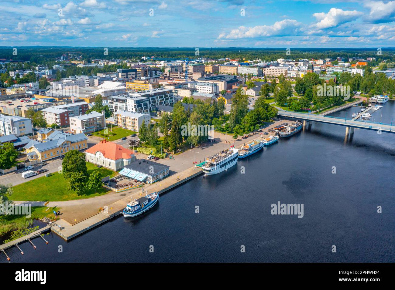 Riverside di pielisjoki a Joensuu in Finlandia. Foto Stock