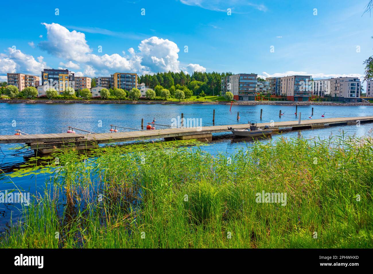 Riverside di pielisjoki a Joensuu in Finlandia. Foto Stock