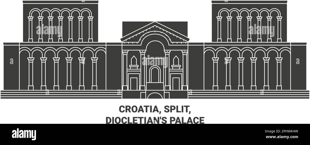 Croazia, Spalato, Palazzo di Diocleziano viaggio punto di riferimento vettore illustrazione Illustrazione Vettoriale