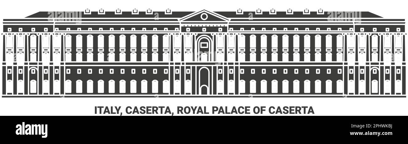 Italia, Caserta, Reggia di Caserta viaggio punto di riferimento vettoriale illustrazione Illustrazione Vettoriale