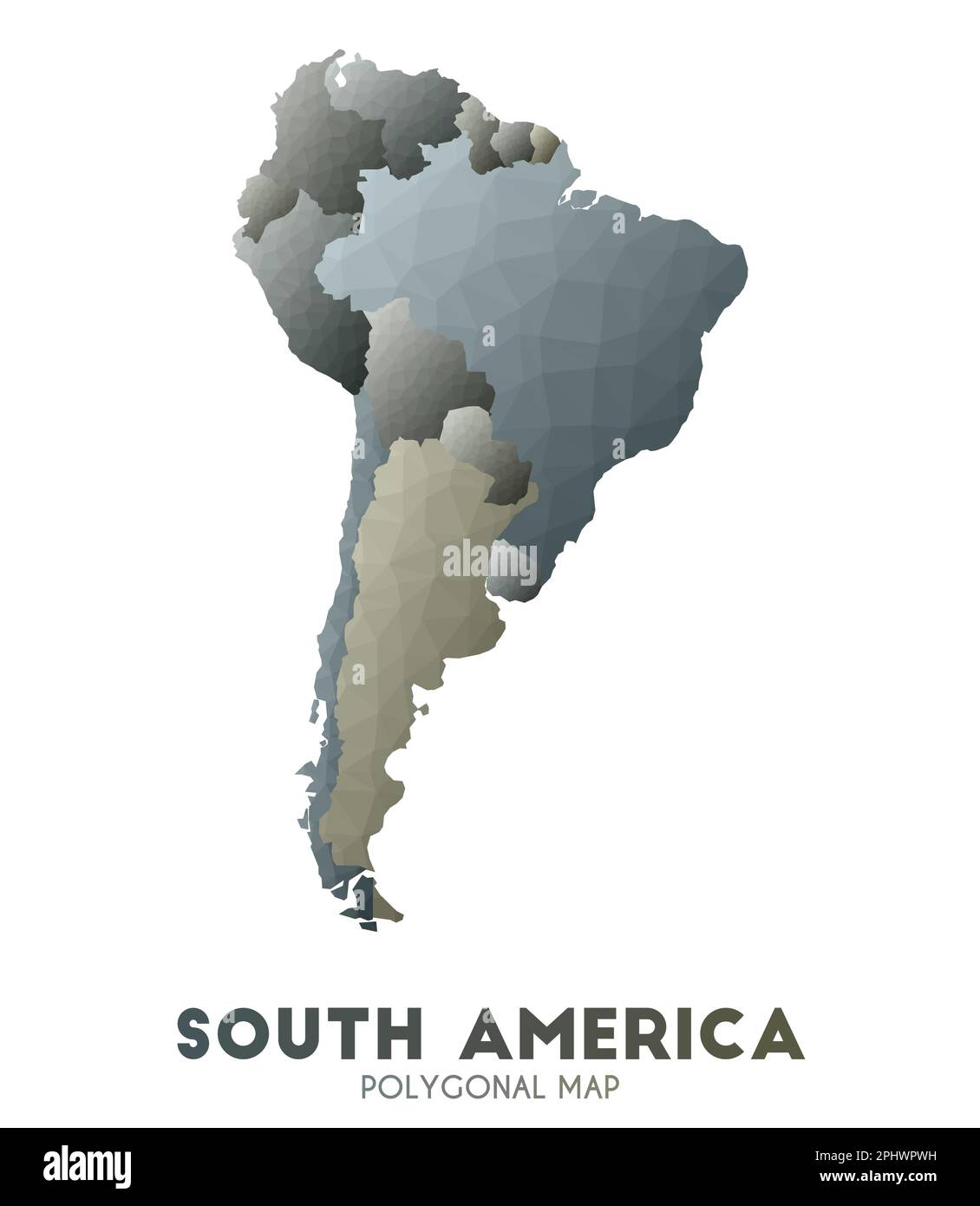 Mappa del Sud America. Ammirevole mappa del continente in basso stile poli. Illustrazione vettoriale classica. Illustrazione Vettoriale